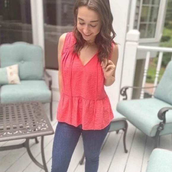 NWT | A New Day | Smocked Ruffle Bottom Tank - Mango Berry Sz S NEW! 🏷 - Picture 3 of 8